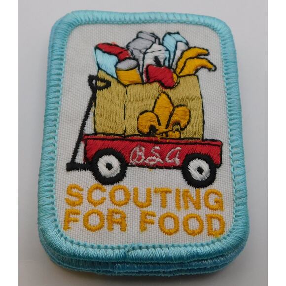 BSA Scouting For Food Patch Red Wagon Bag of Groceries Volunteer  Drive 2001 New - Picture 1 of 3